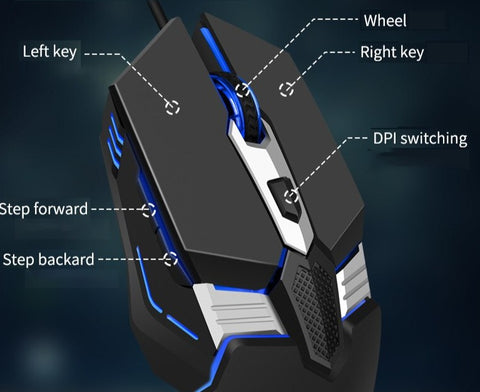 Professional Wired Mouse 4000dpi 6Keys DPI Ergonomic Glowing