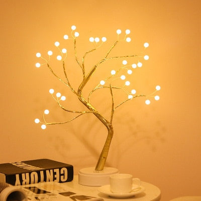 LED Night Mini Tree Copper Wire Garland Lamp