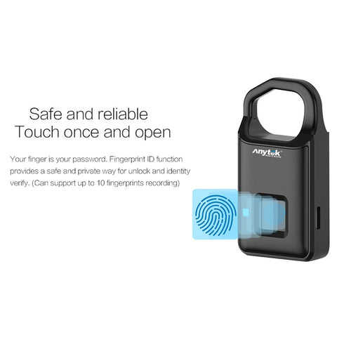 Compact Biometric Fingerprint Padlock with Micro-USB Charging and Waterproof Design
