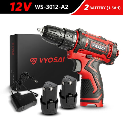 WS-3012 12V Max Screwdriver Cordless Drill Lithium-Ion Battery 3/8-Inch 2-Speed