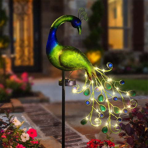 Solar Powered LED Lawn Light Peacock