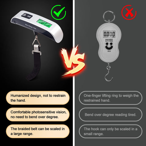 50kg/110lb Portable Electronic Hand Luggage Scale with LCD Digital Display