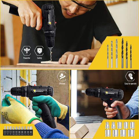 Conentool 12V Electric Screwdriver Set Cordless Drill Battery 1500mah Rechargeable Screwdriver Portable Home Repair Tools Kit