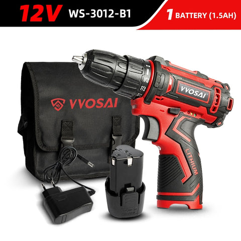 WS-3012 12V Max Screwdriver Cordless Drill Lithium-Ion Battery 3/8-Inch 2-Speed