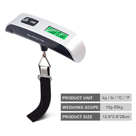 50kg/110lb Portable Electronic Hand Luggage Scale with LCD Digital Display