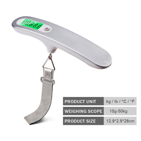 50kg/110lb Portable Electronic Hand Luggage Scale with LCD Digital Display