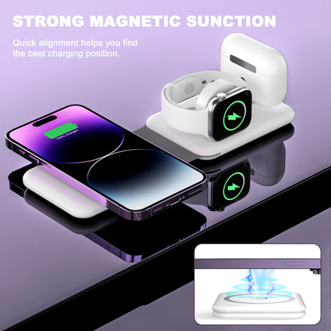 3 in 1 Fast Magnetic Qi Wireless Charger