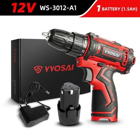 WS-3012 12V Max Screwdriver Cordless Drill Lithium-Ion Battery 3/8-Inch 2-Speed