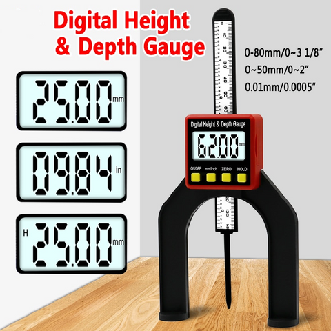 Digital Depth Gauge LCD Height Gauges Calipers with Magnetic Feet